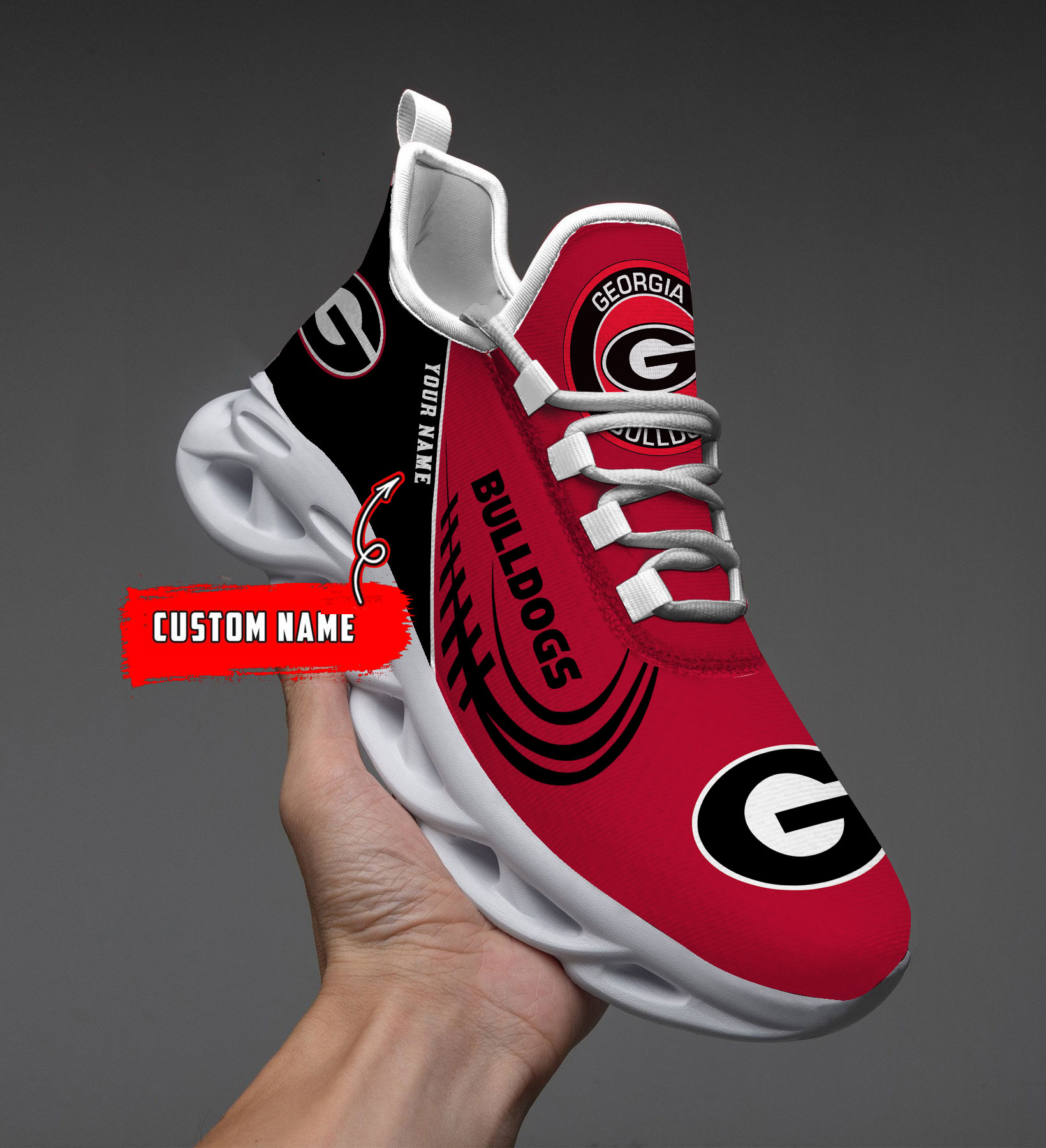 1 Custom Name  Georgia Bulldogs PERSONALIZED MAX SOUL SHOES T1