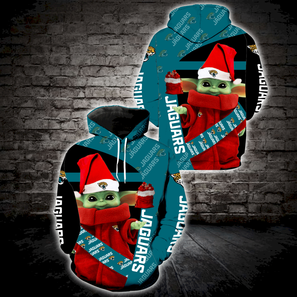 Baby Yoda Wearing Jacksonville Jaguars Christmas - Hoodie 3D