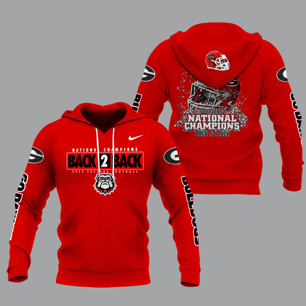 Georgia Bulldogs 2022 National Champions Red Shirts - Back To Back
